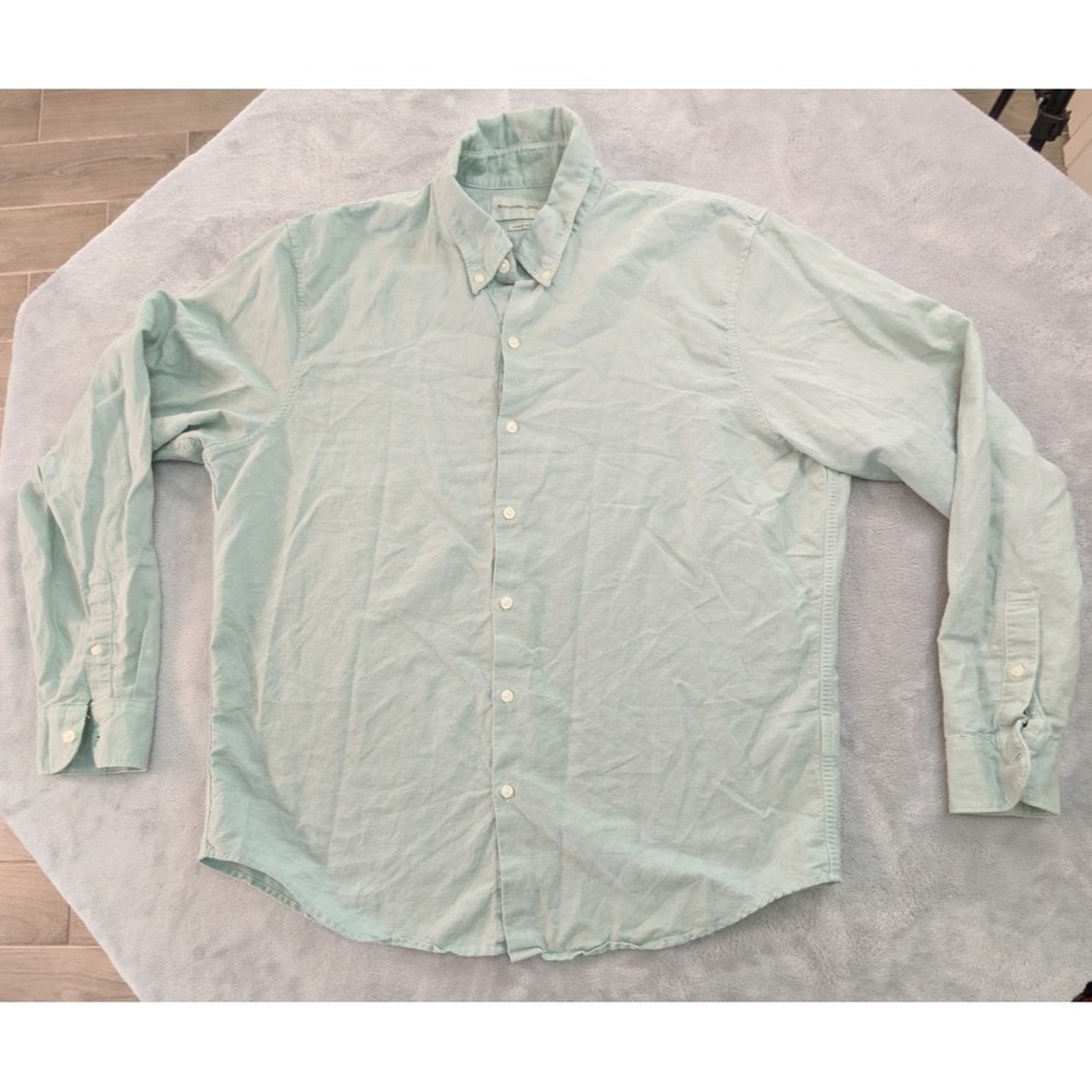 Abercrombie & Fitch Shirt Mens XXL Mint Green Linen Blend Button Front Casual